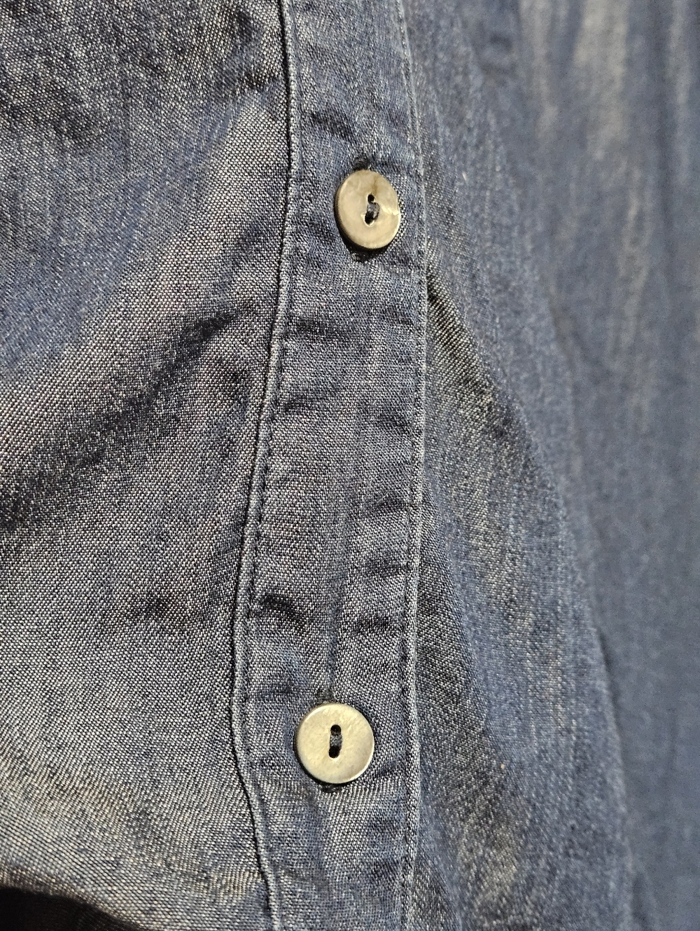 Liverpool XL ruffle 3/4 sleeve button chambray denim blouse Western Cowgirl - Picture 6 of 15